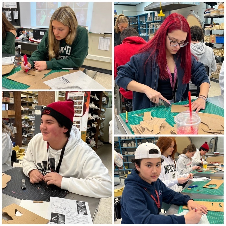 Students working hard on their abstract Picasso sculptures. 